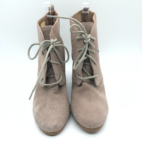 Steve Madden Womens Ankle Boots Wedge Heel Suede Lace Up Beige 9 - Picture 2 of 7